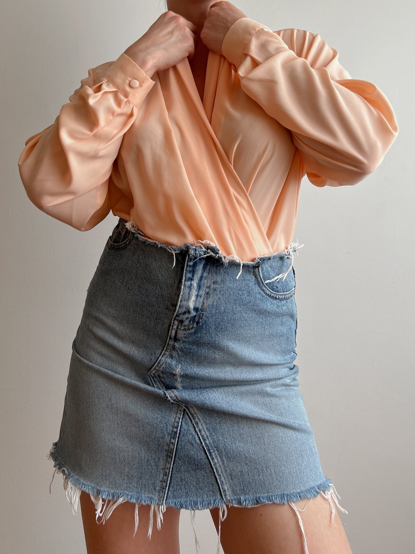 Silk blend peach body blouse