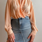 Silk blend peach body blouse