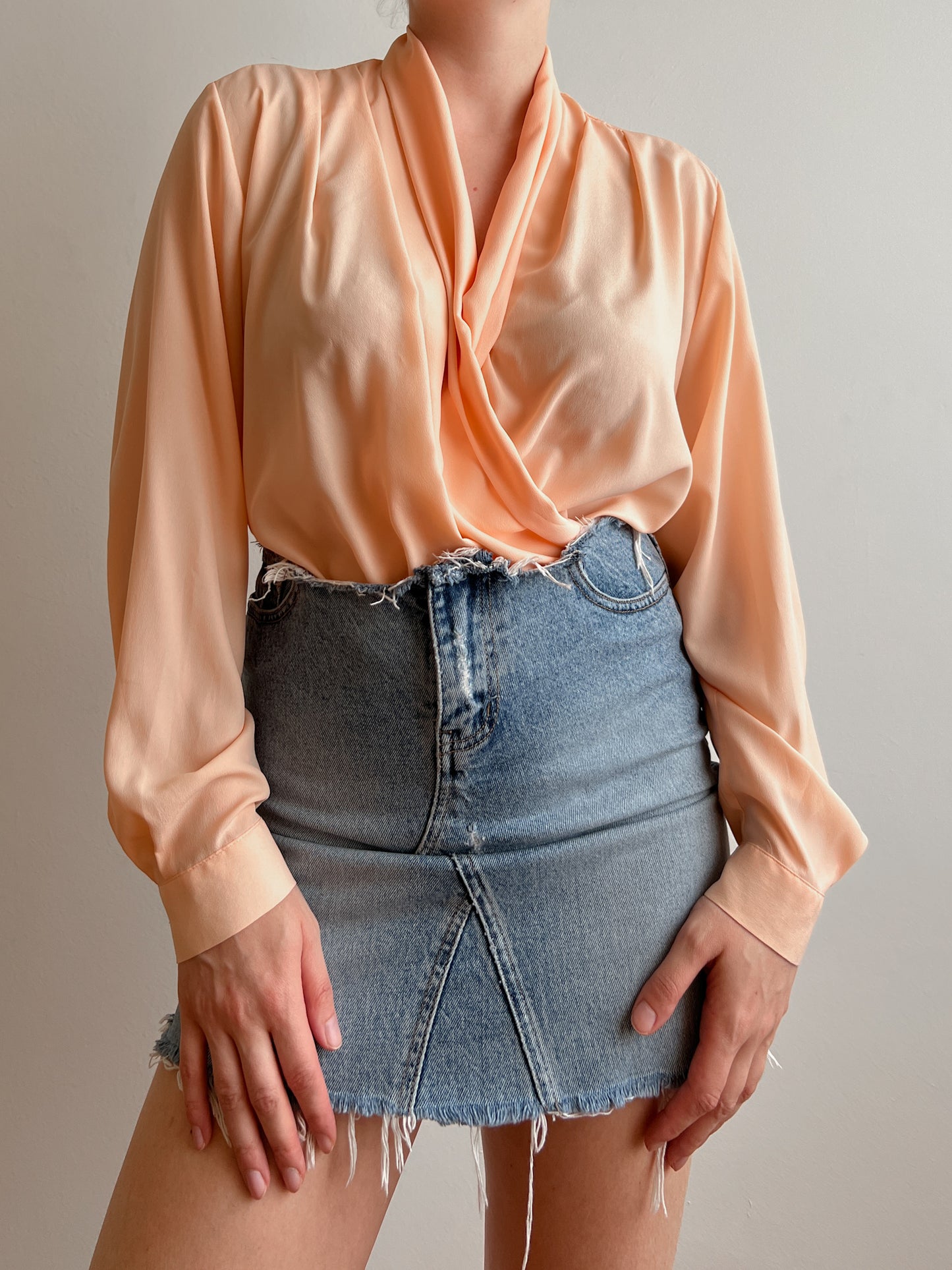 Silk blend peach body blouse