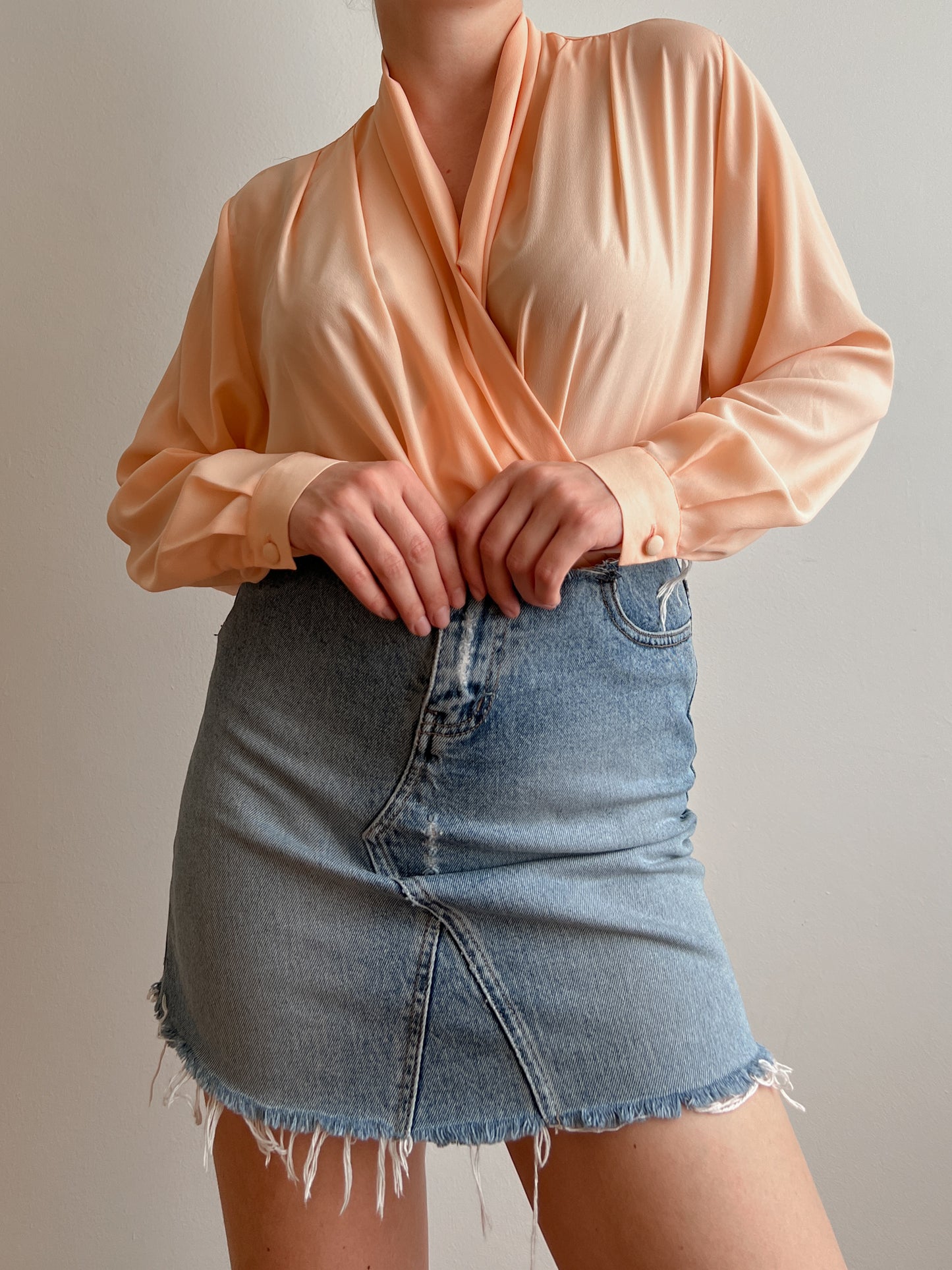 Silk blend peach body blouse