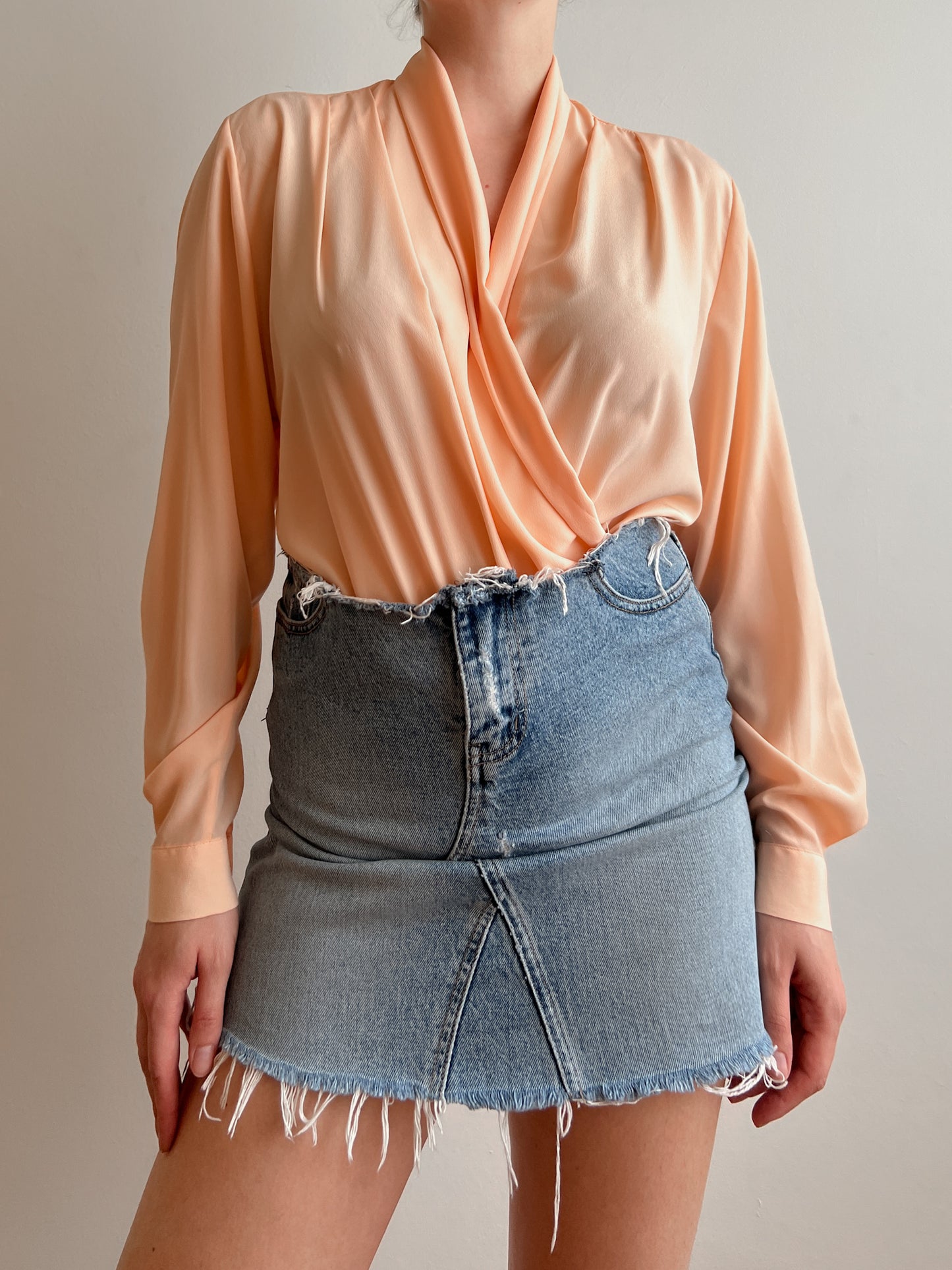 Silk blend peach body blouse