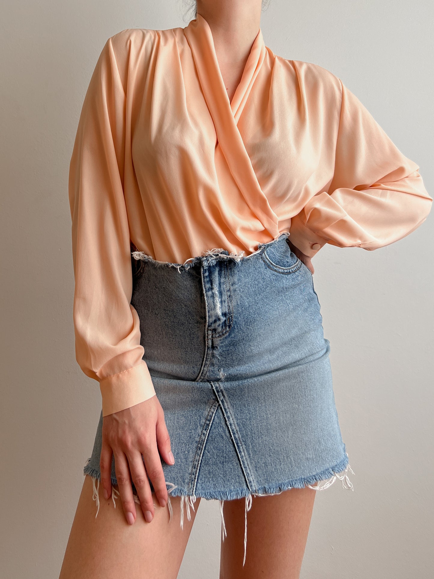 Silk blend peach body blouse