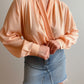 Silk blend peach body blouse