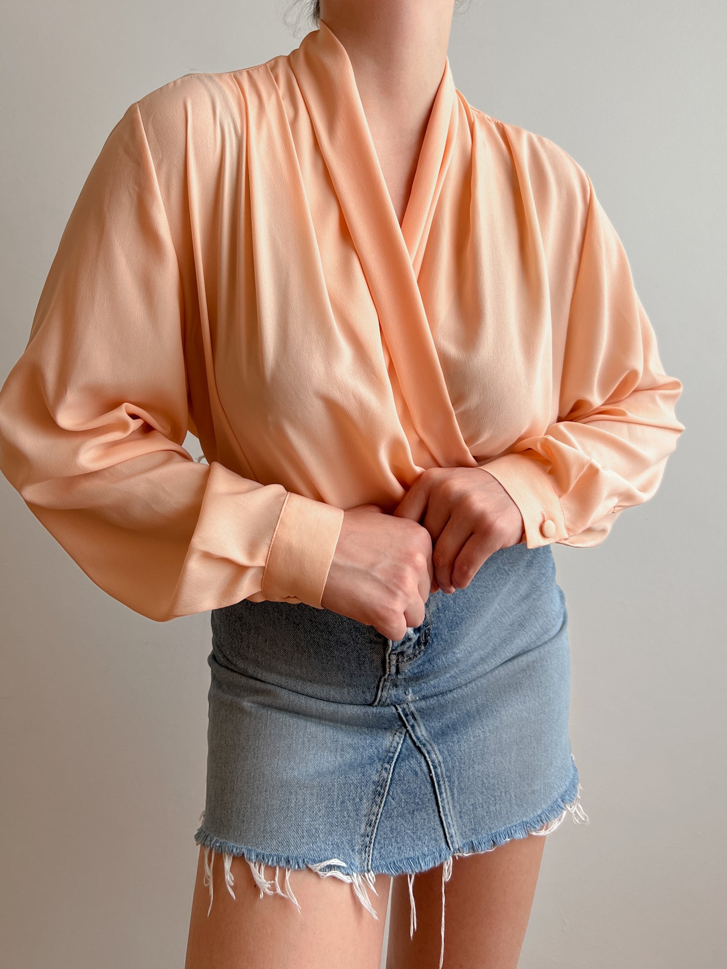 Silk blend peach body blouse