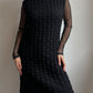 Pure wool embroidered black dress