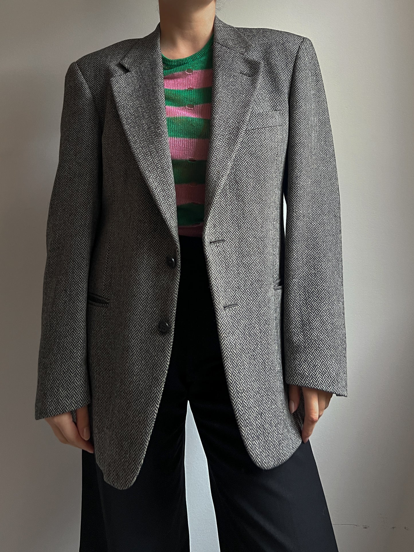 Pure virgin wool herringbone blazer