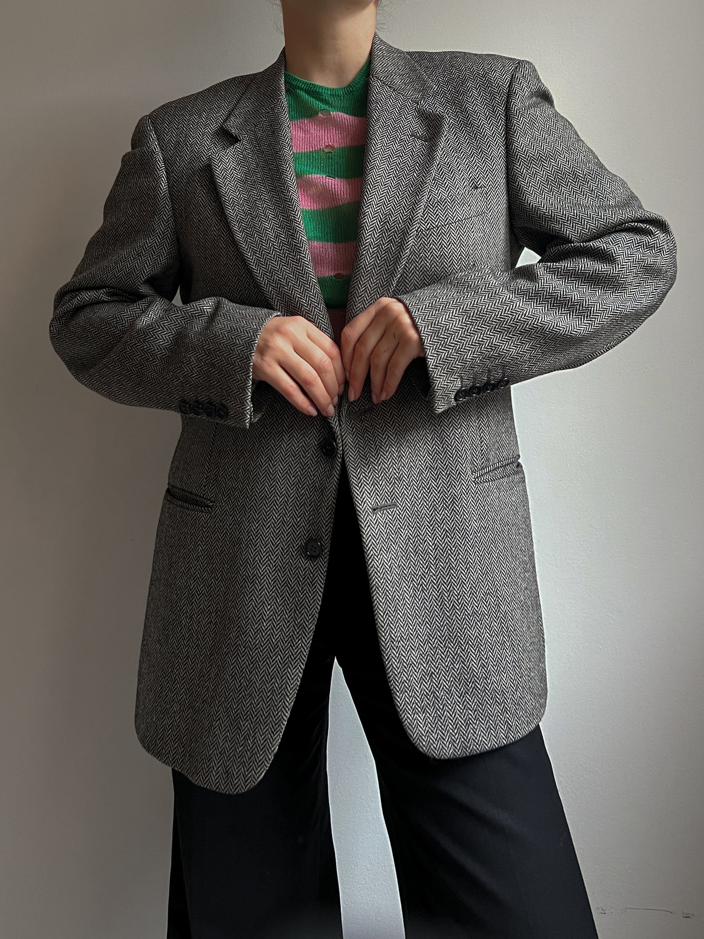 Pure virgin wool herringbone blazer