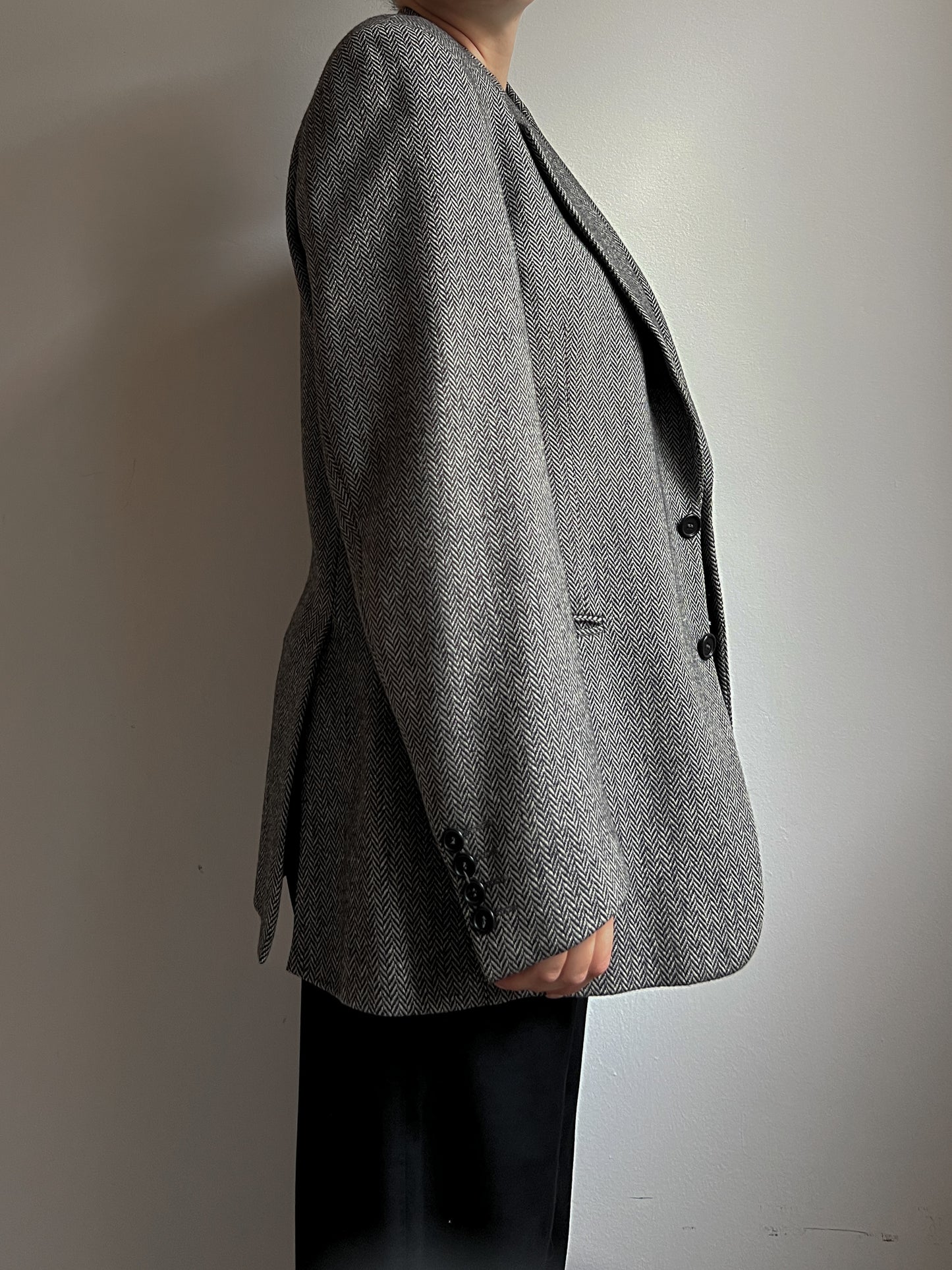 Pure virgin wool herringbone blazer