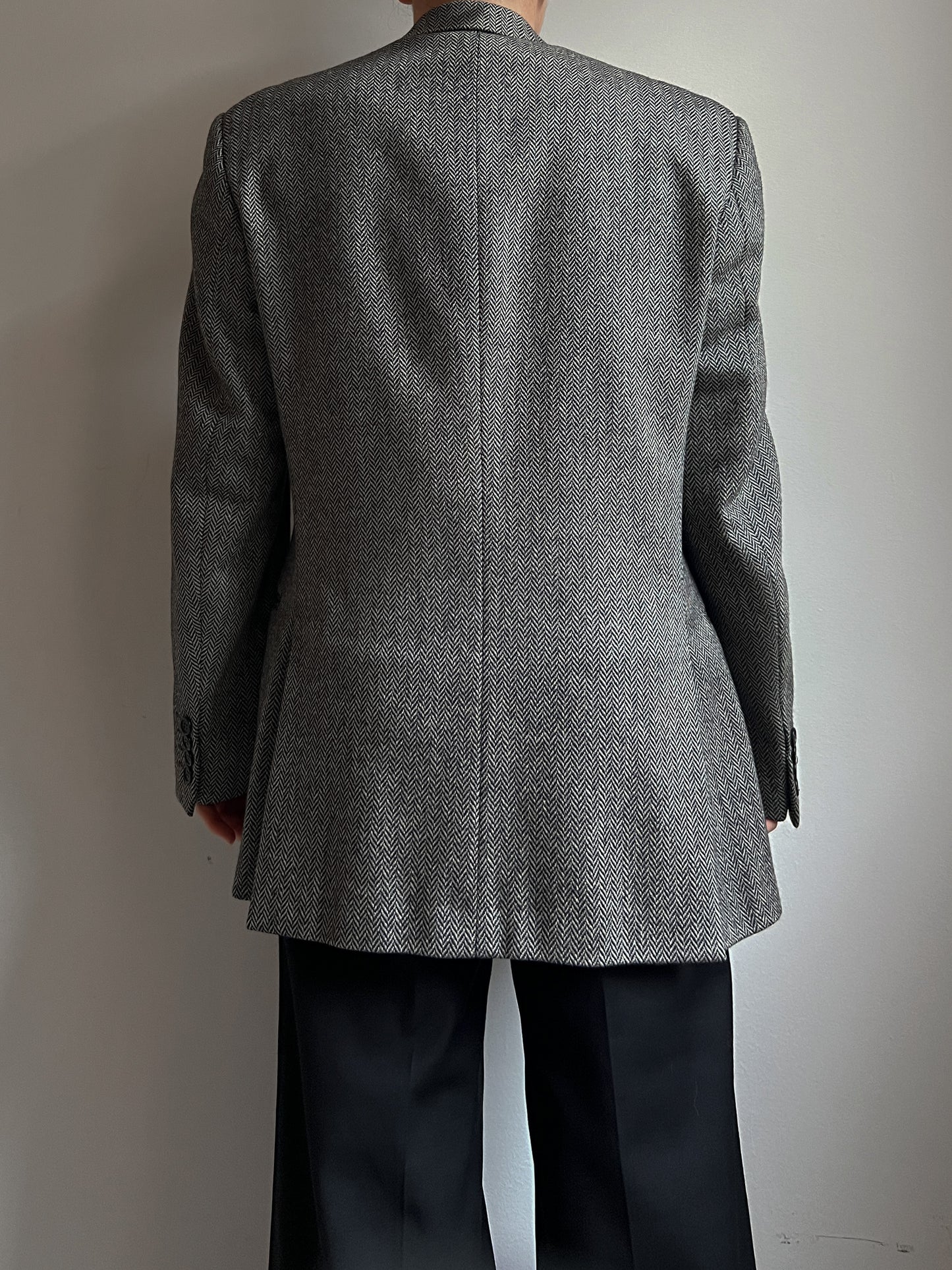 Pure virgin wool herringbone blazer