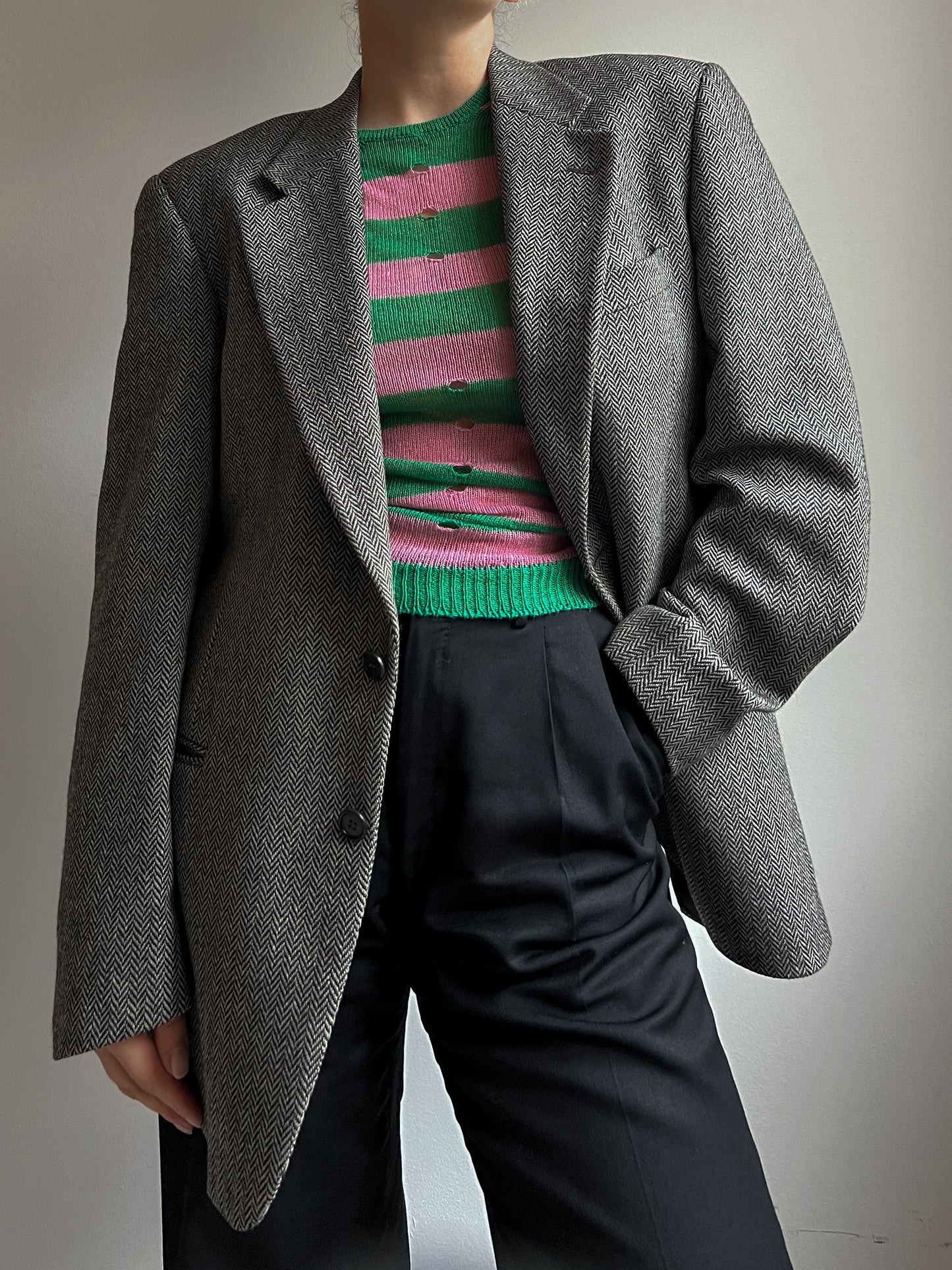 Pure virgin wool herringbone blazer