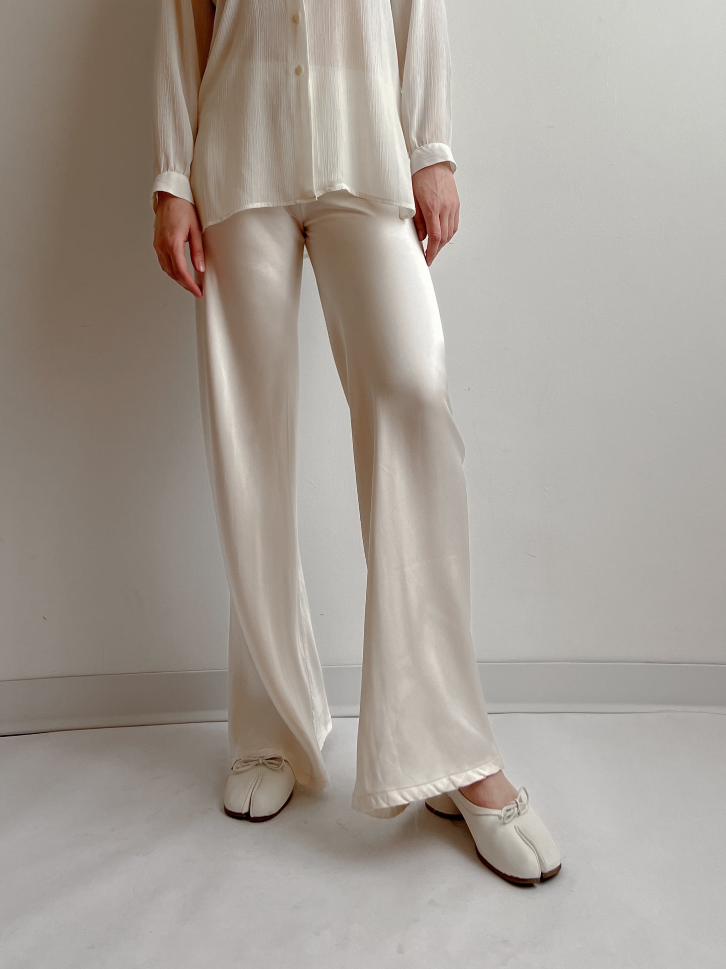 Blumarine pure silk ivory pants