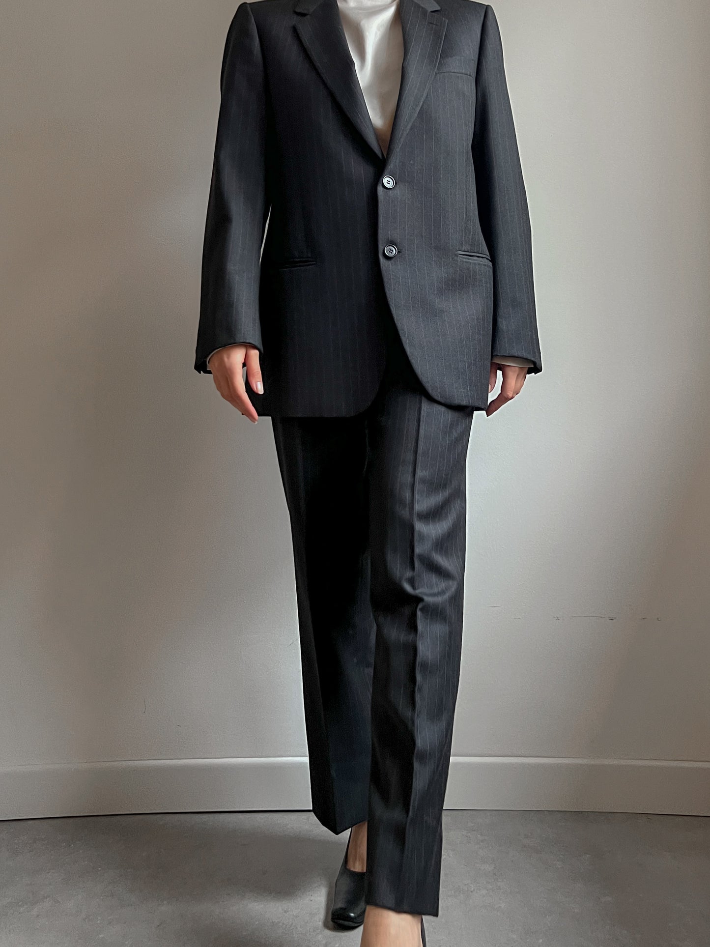 Pure virgin wool pinestripe suit