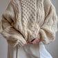 Pure wool embroidered ivory pull