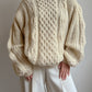 Pure wool embroidered ivory pull