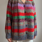 Pure wool embroidered striped cardigan