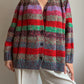 Pure wool embroidered striped cardigan