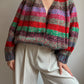 Pure wool embroidered striped cardigan