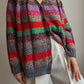 Pure wool embroidered striped cardigan