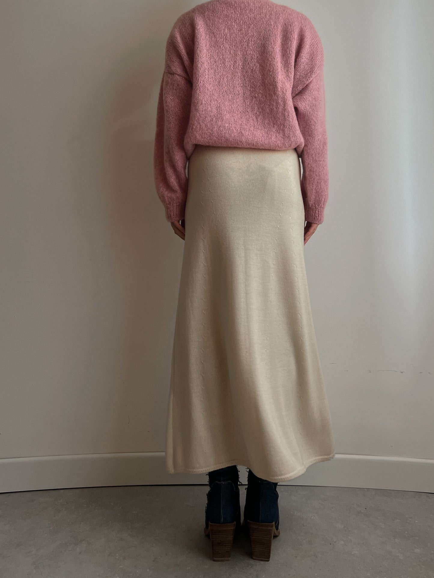 Pure virgin wool ivory long skirt