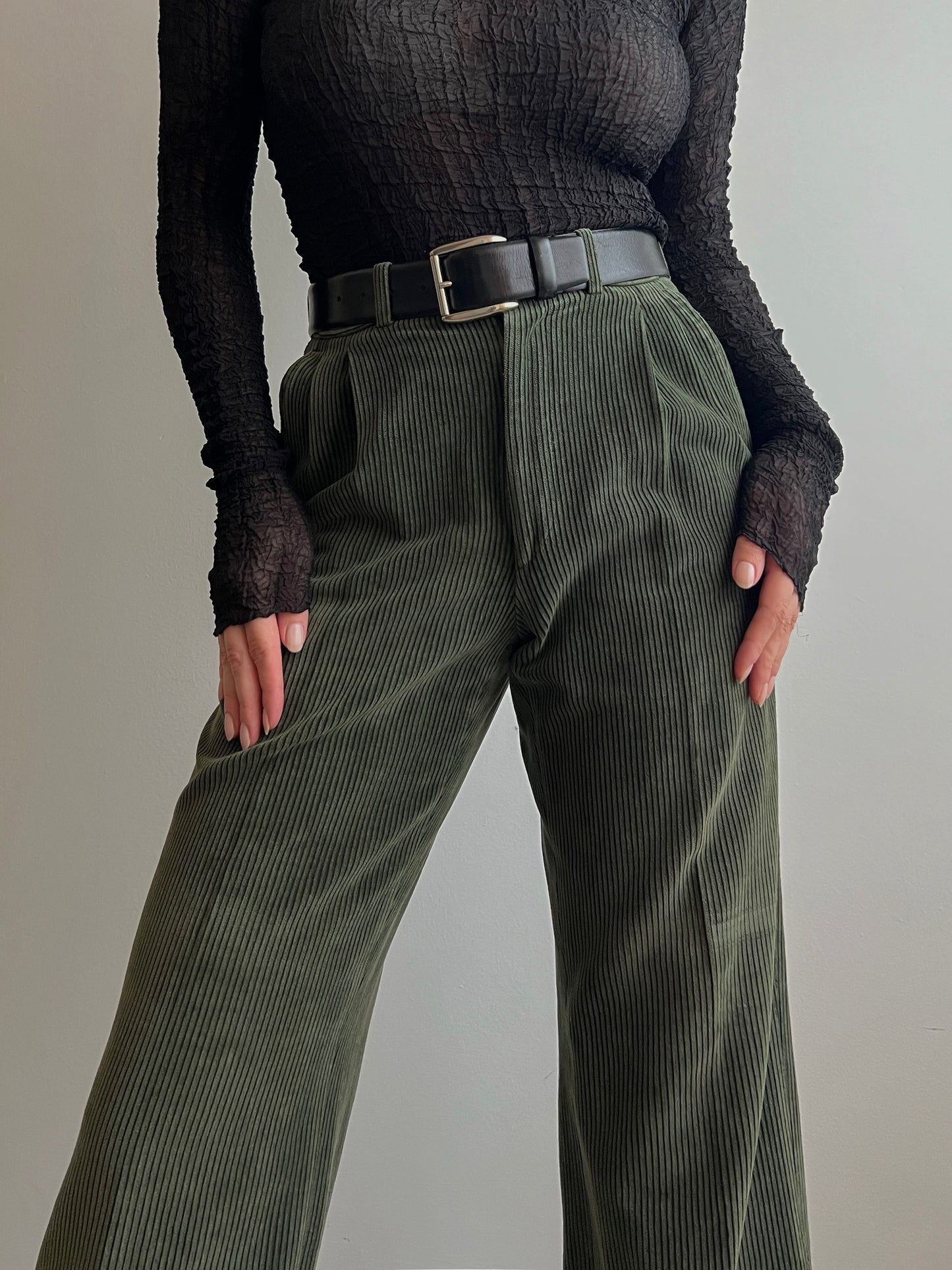 Pure velvet green pleatedpants