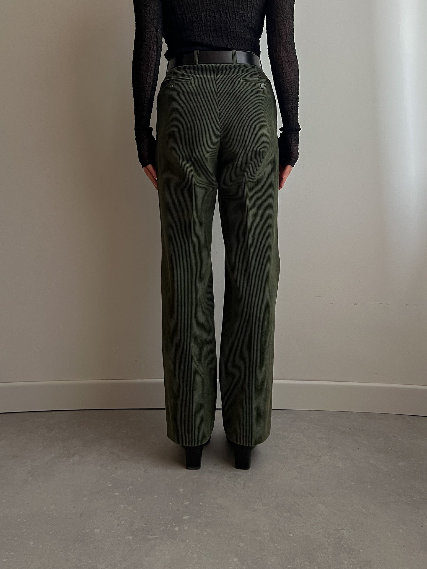 Pure velvet green pleatedpants