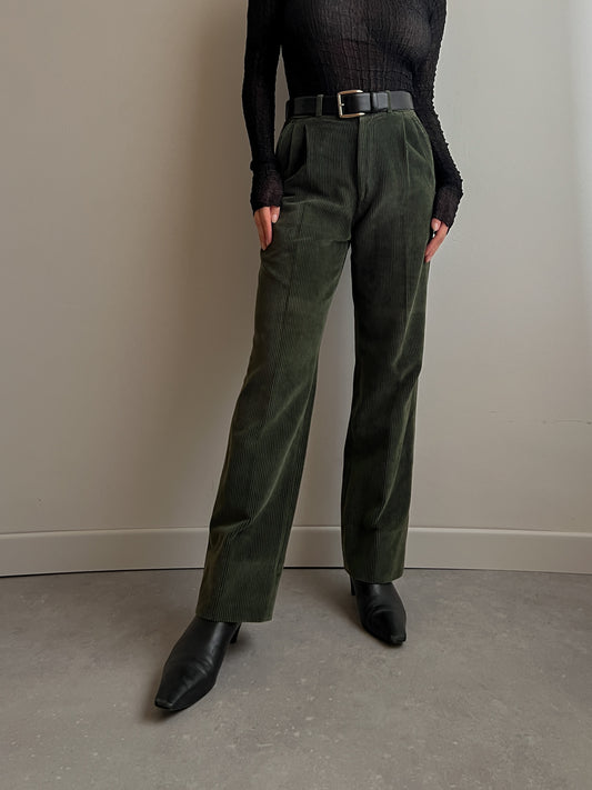 Pure velvet green pleatedpants