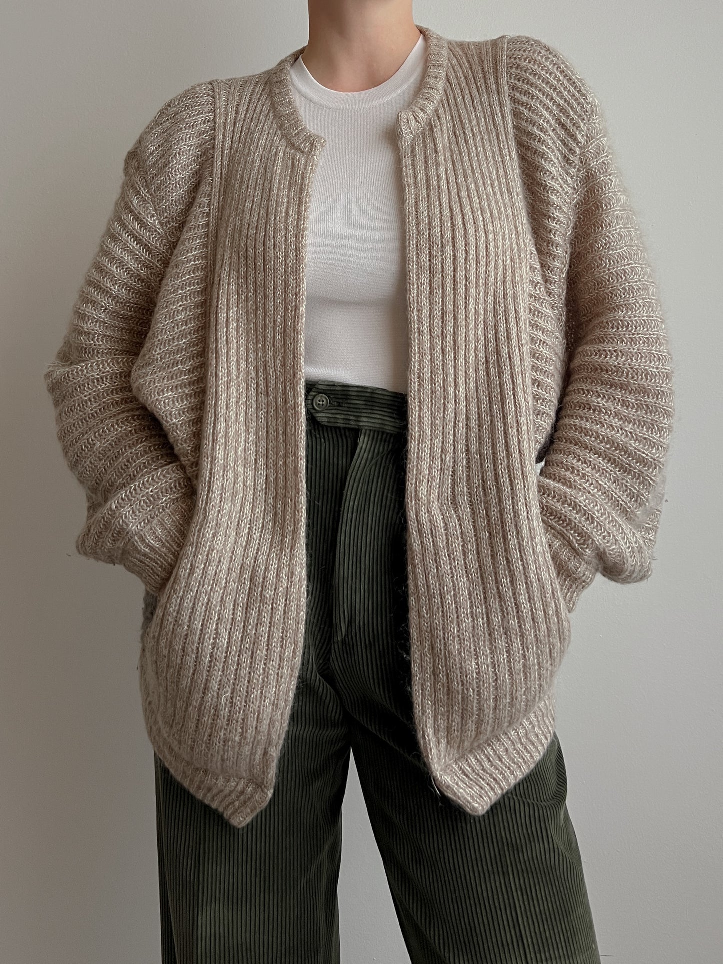 Pure wool sand cardigan