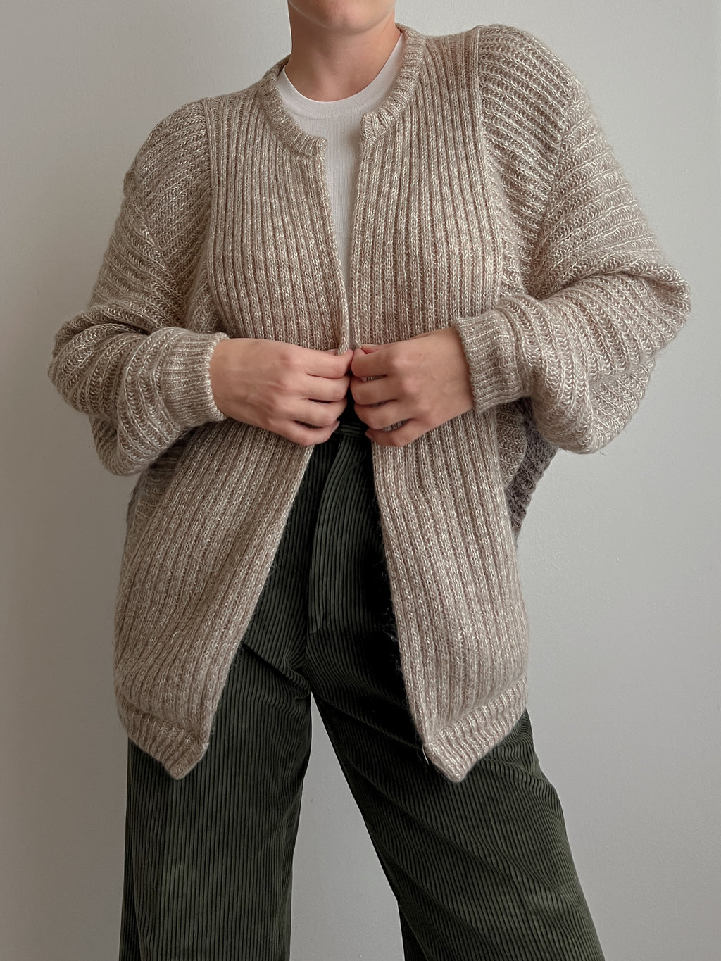 Pure wool sand cardigan