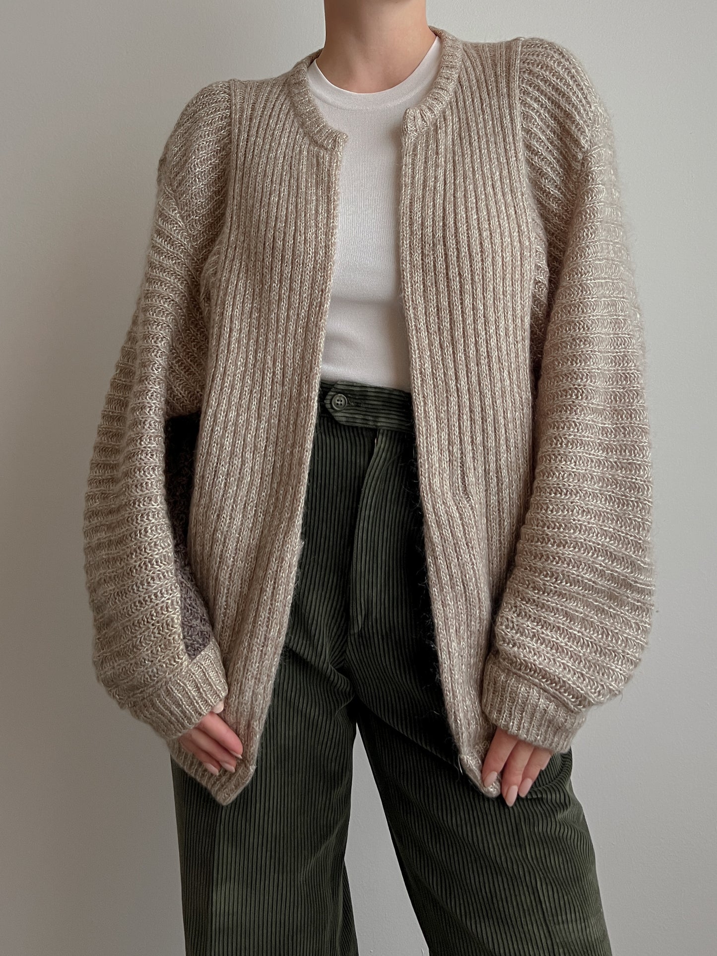 Pure wool sand cardigan