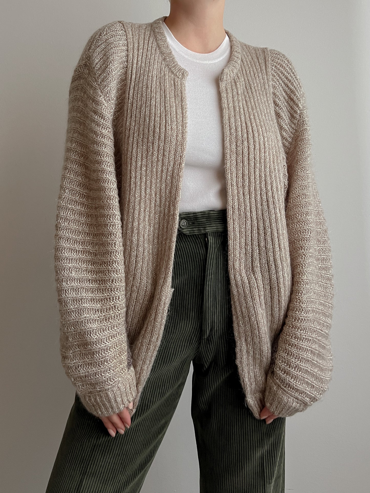 Pure wool sand cardigan