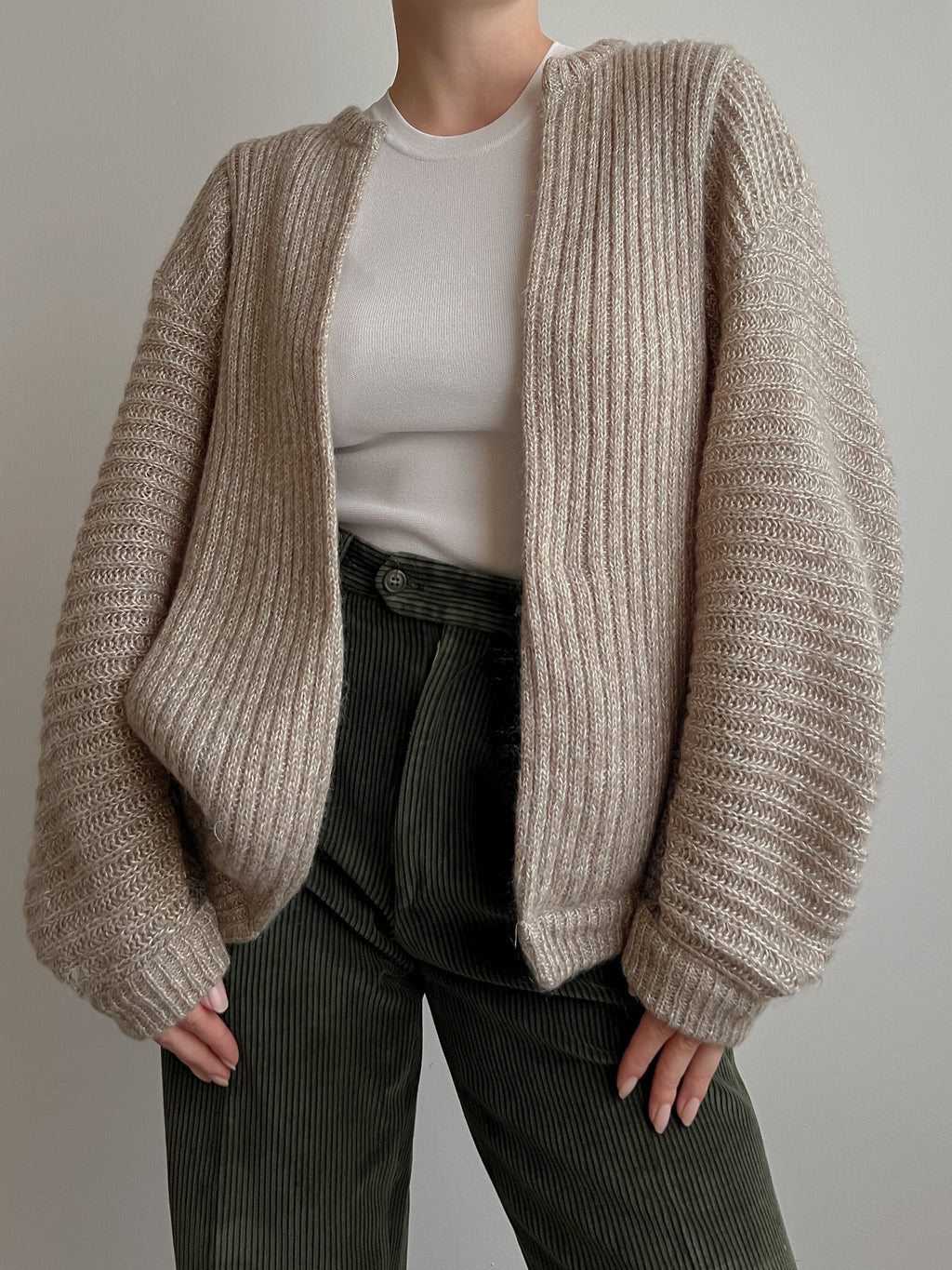 Pure wool sand cardigan
