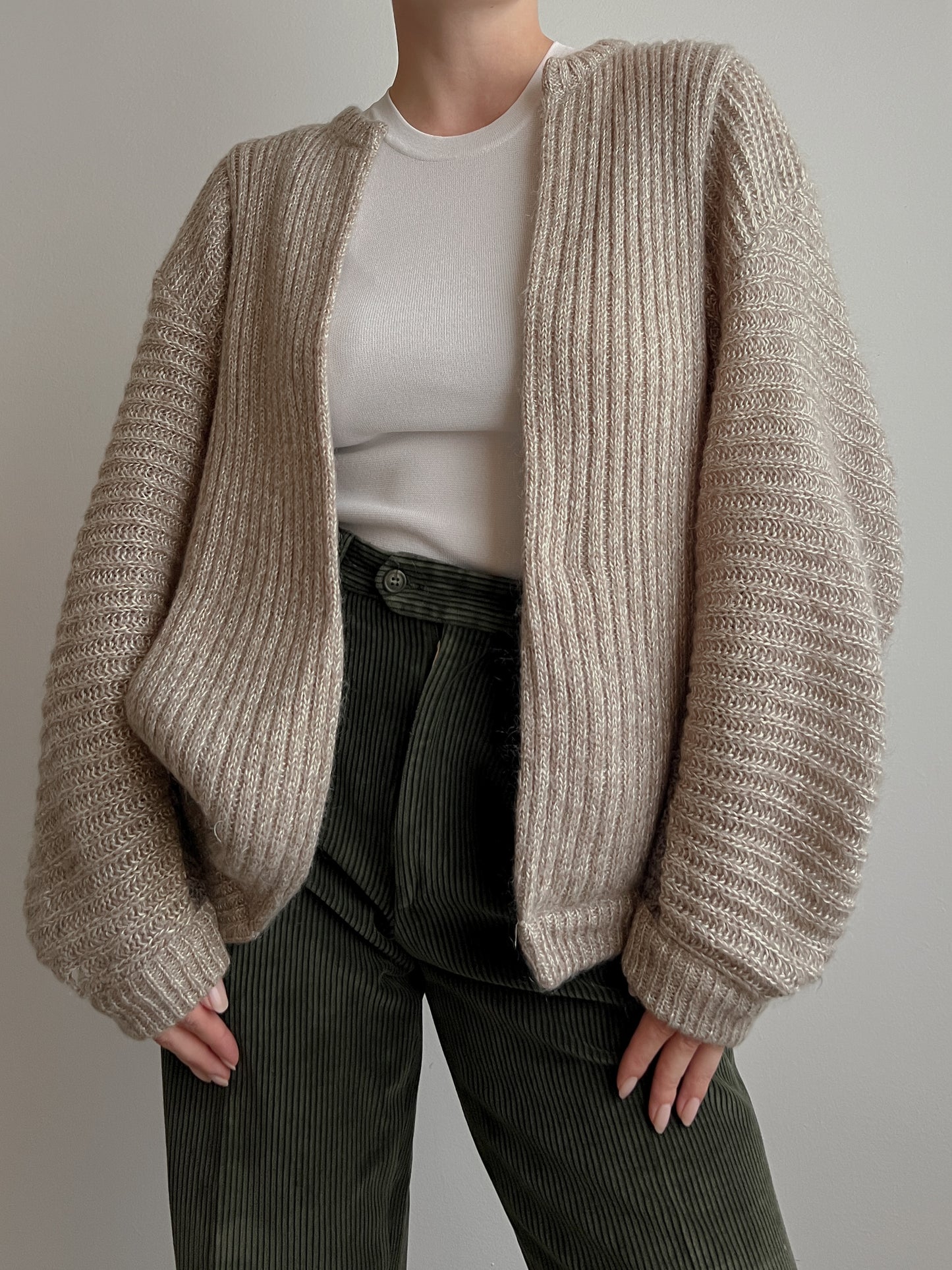 Pure wool sand cardigan