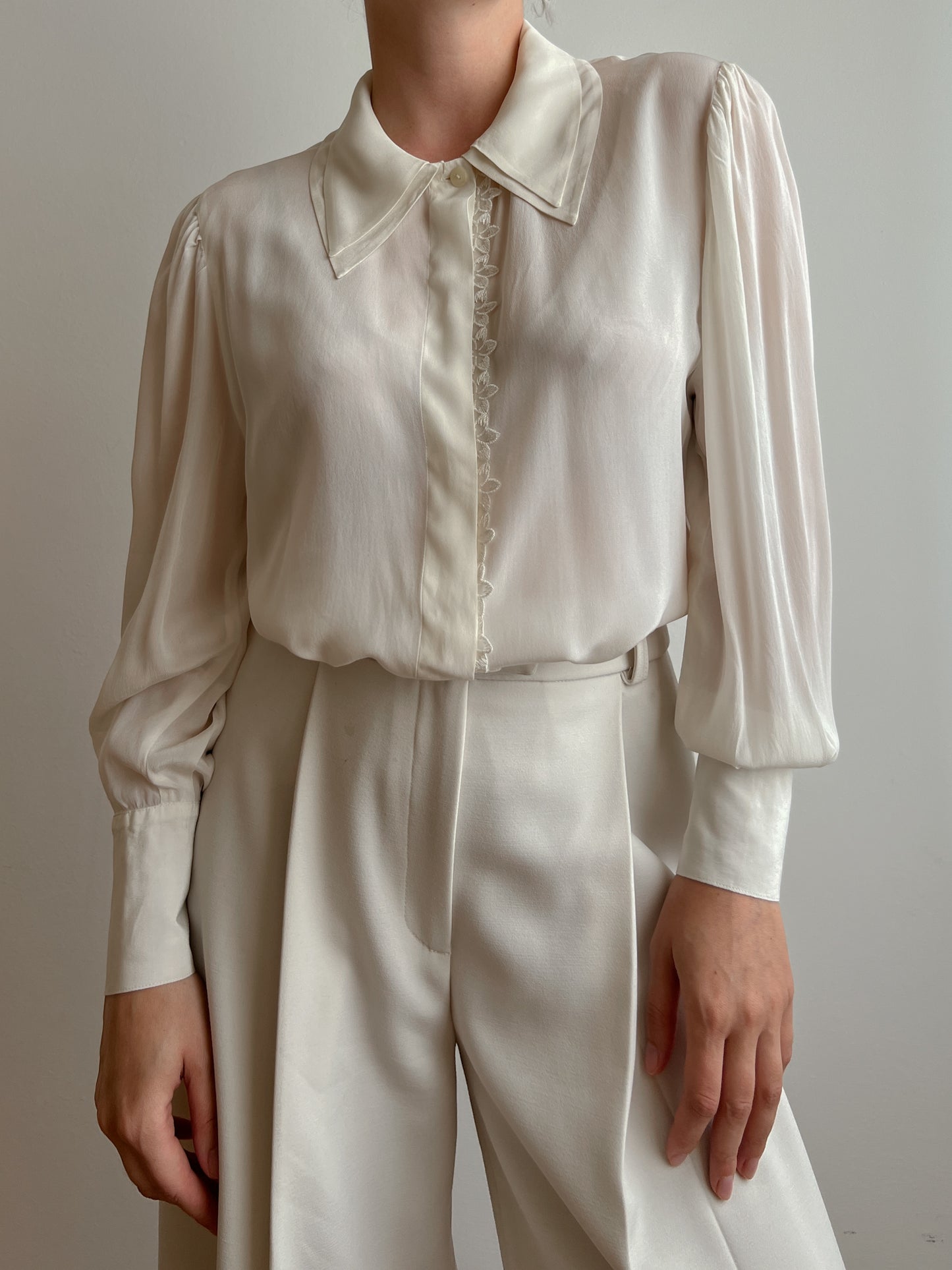 Silk blend ivory shirt