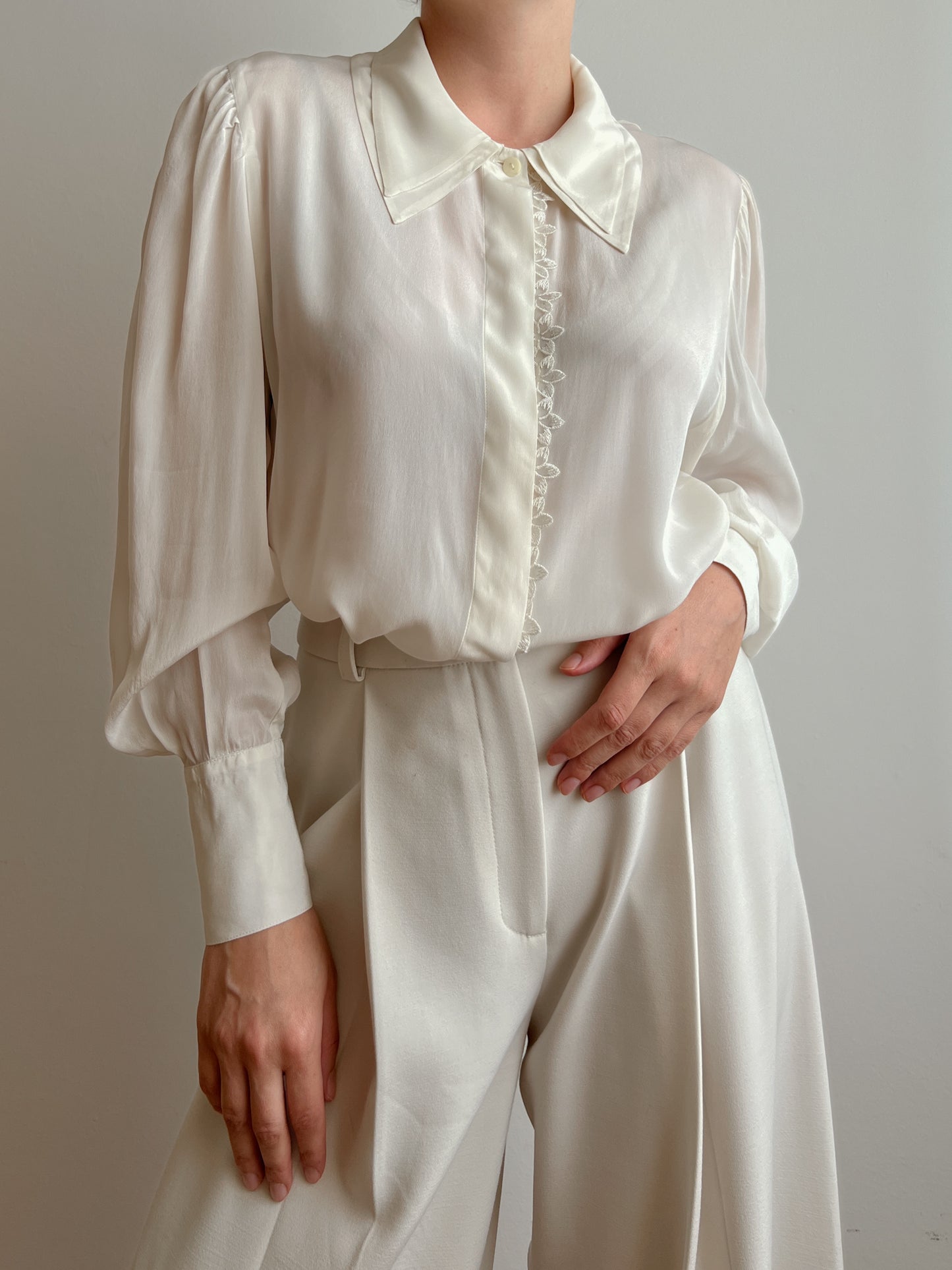 Silk blend ivory shirt