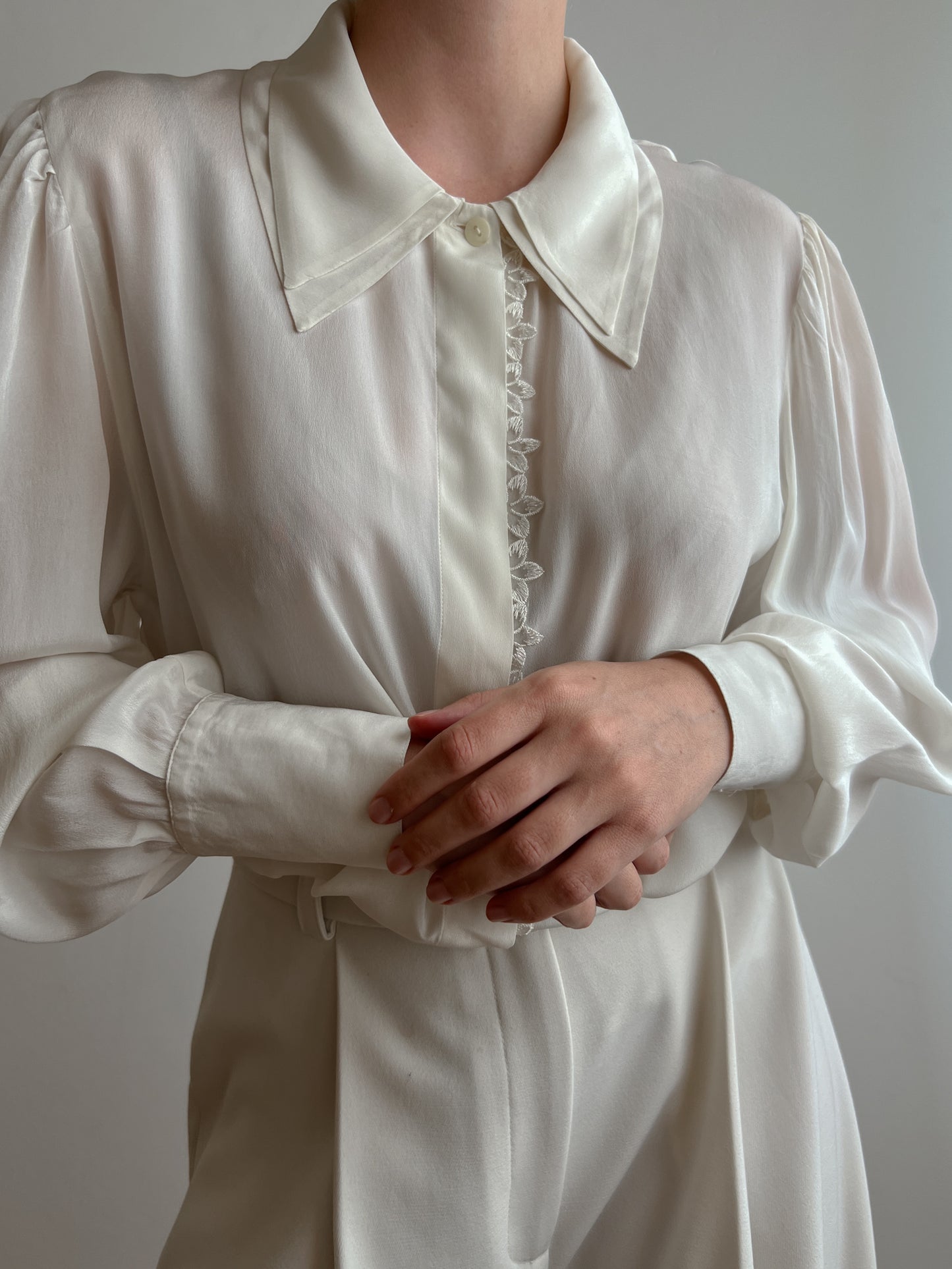 Silk blend ivory shirt