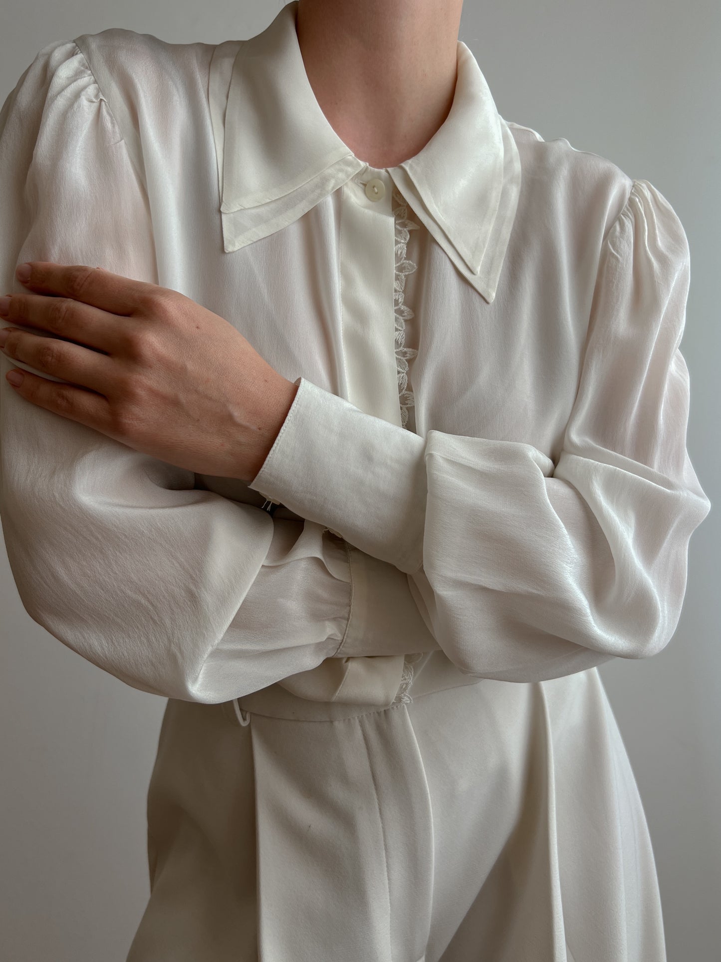 Silk blend ivory shirt