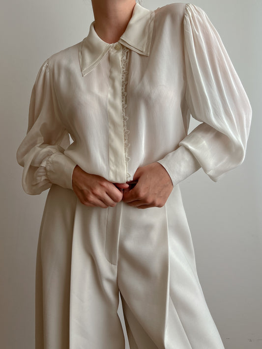 Silk blend ivory shirt