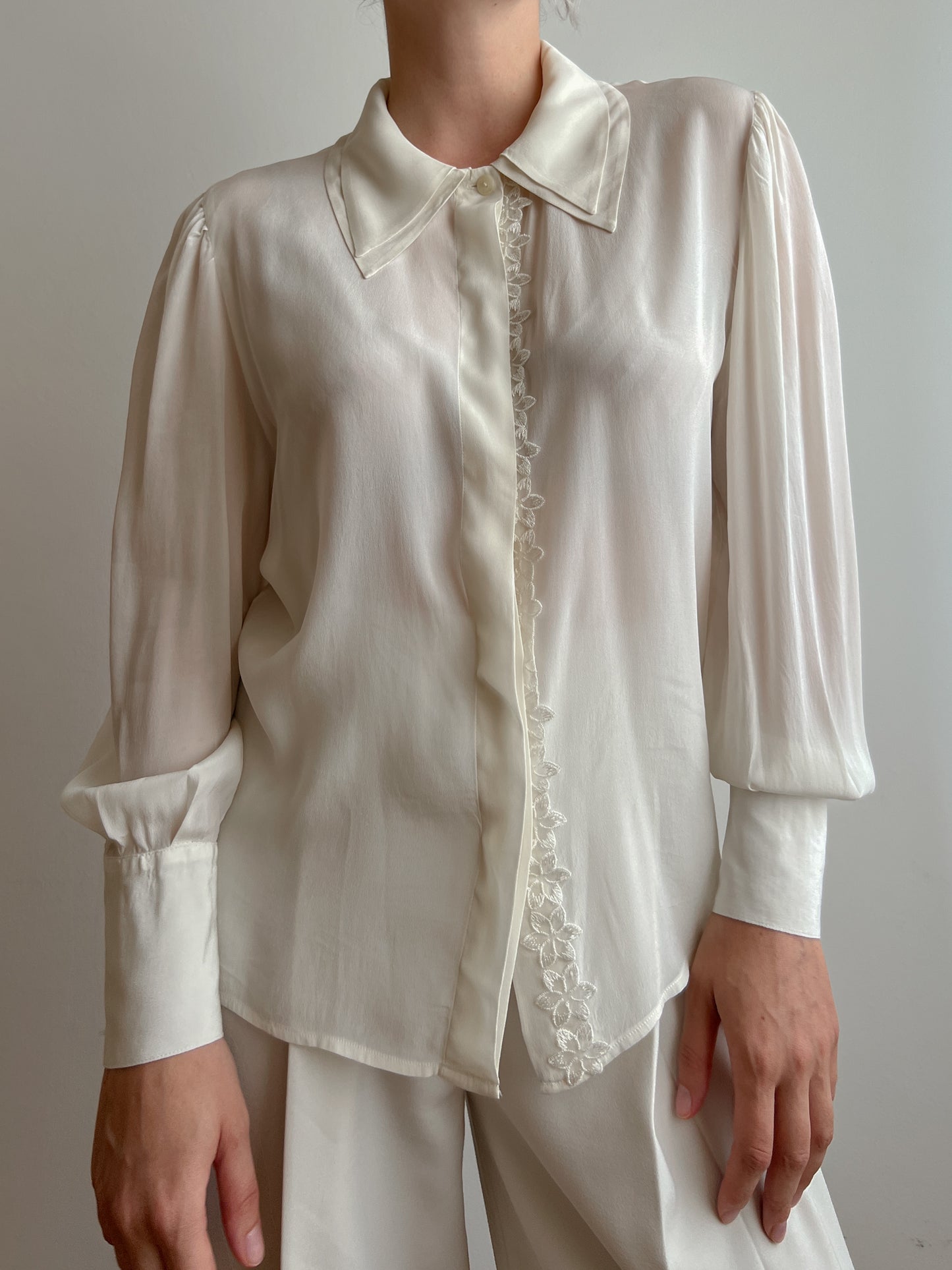 Silk blend ivory shirt