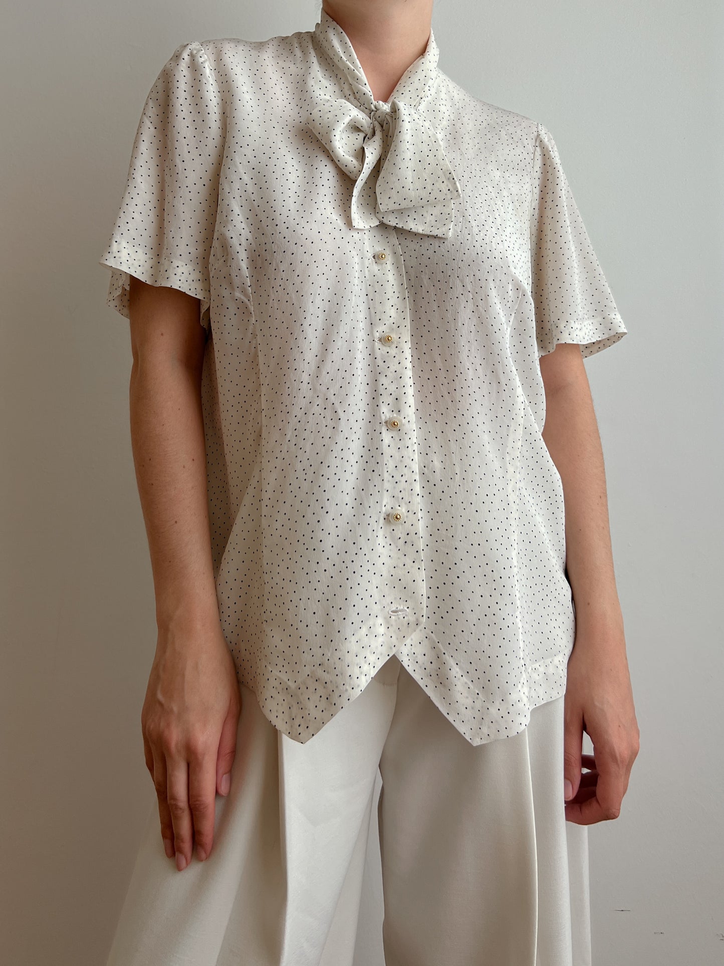 Pure silk ivory pois blouse