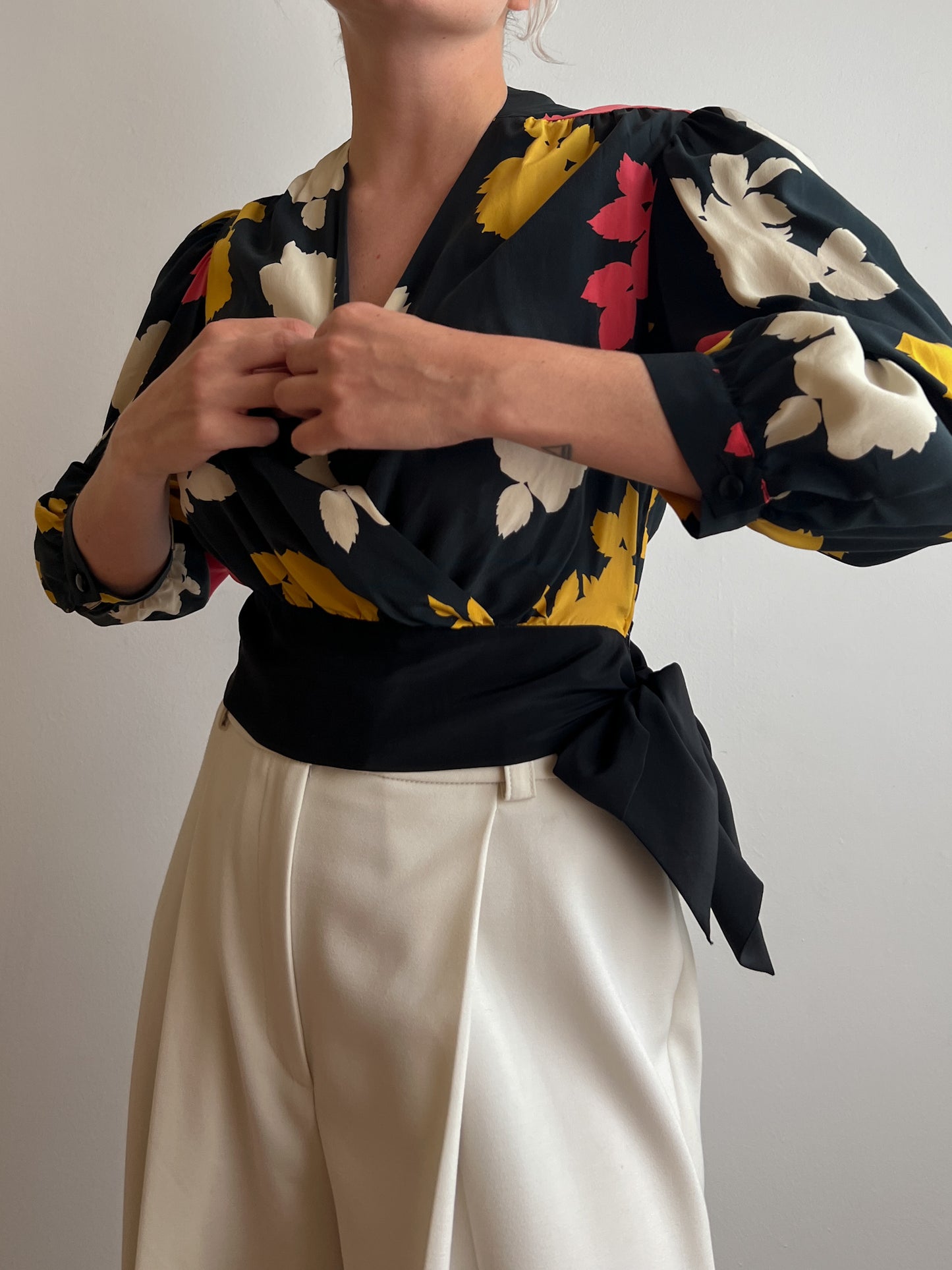 Pure silk floral blouse