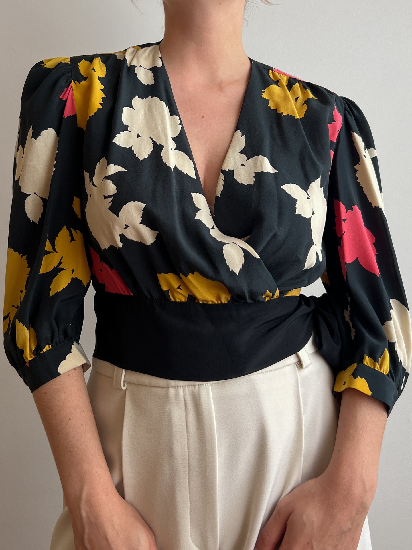 Pure silk floral blouse