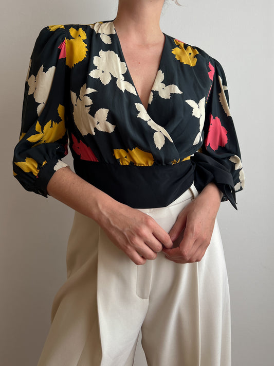 Pure silk floral blouse