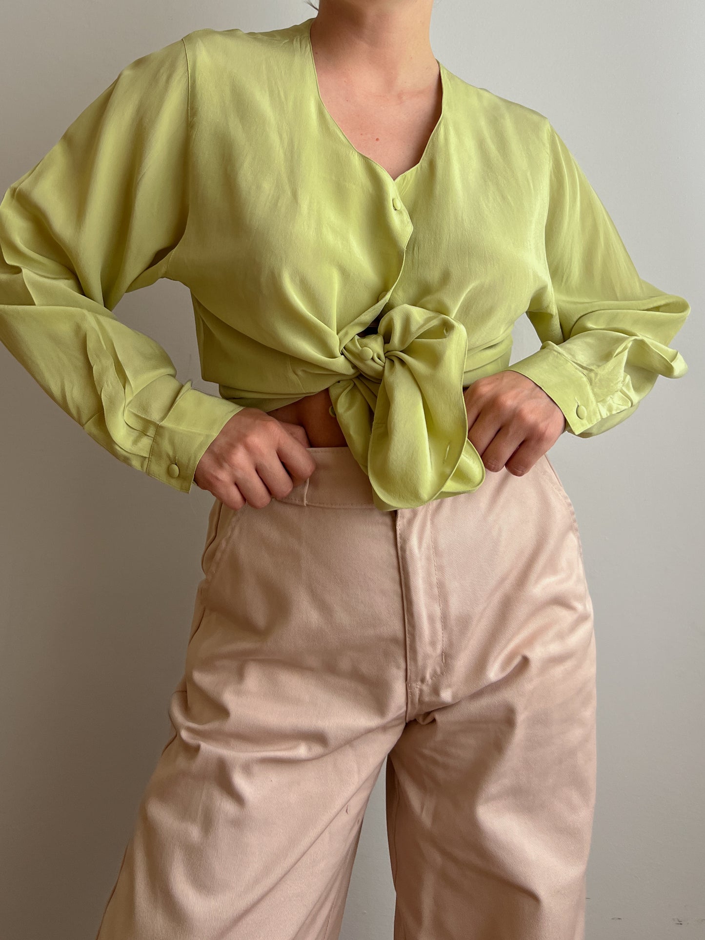 Pure silk green blouse