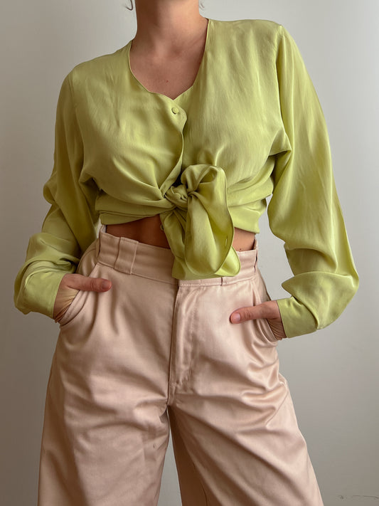 Pure silk green blouse