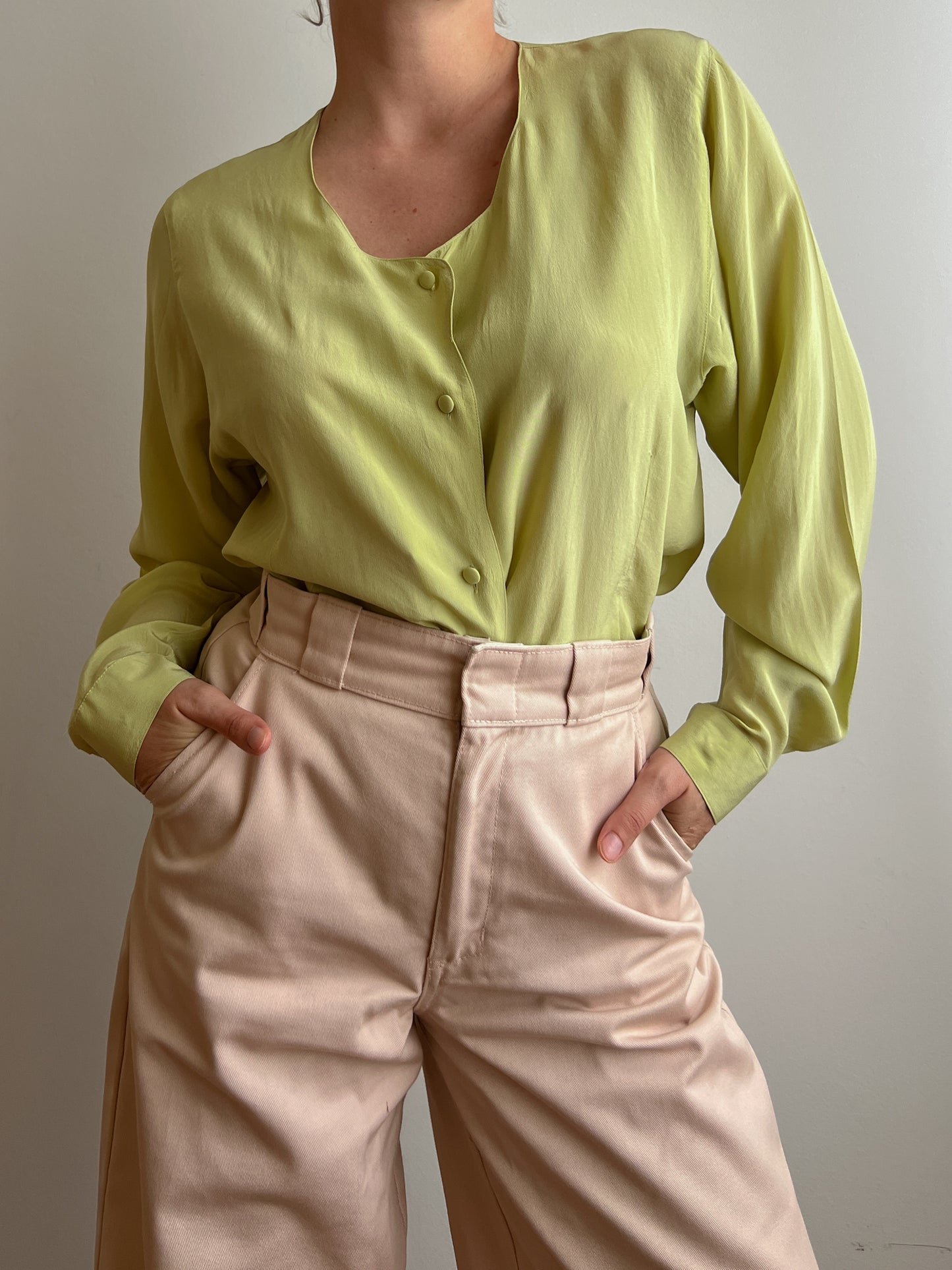 Pure silk green blouse