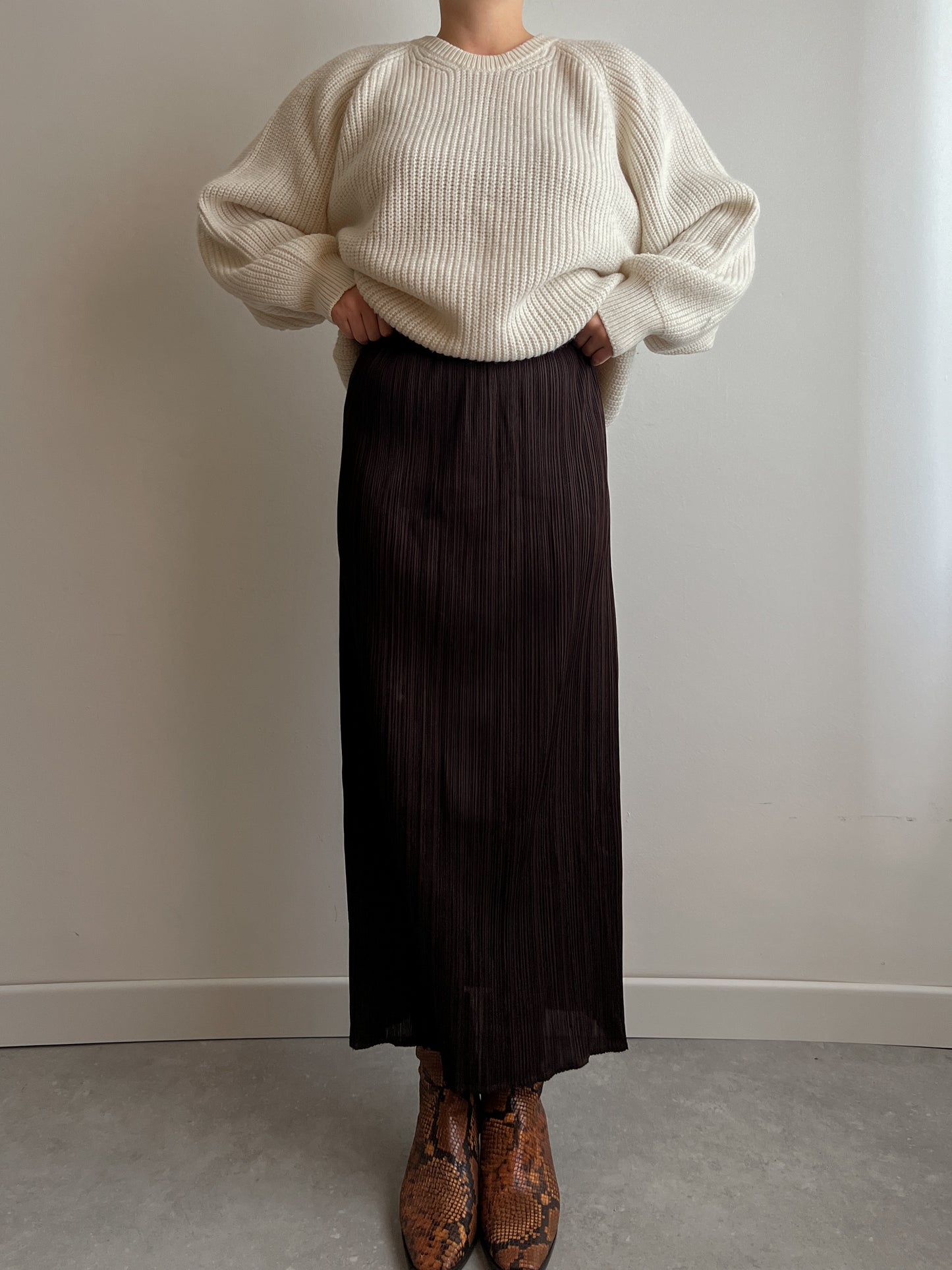 Issey Miyake Pleats Please brown skirt