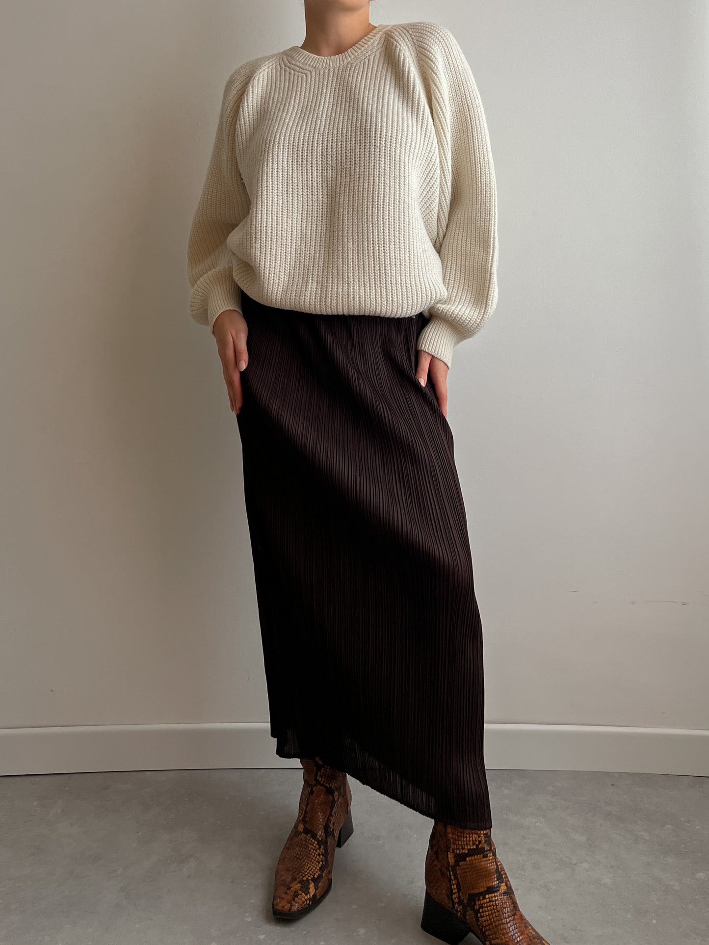 Issey Miyake Pleats Please brown skirt