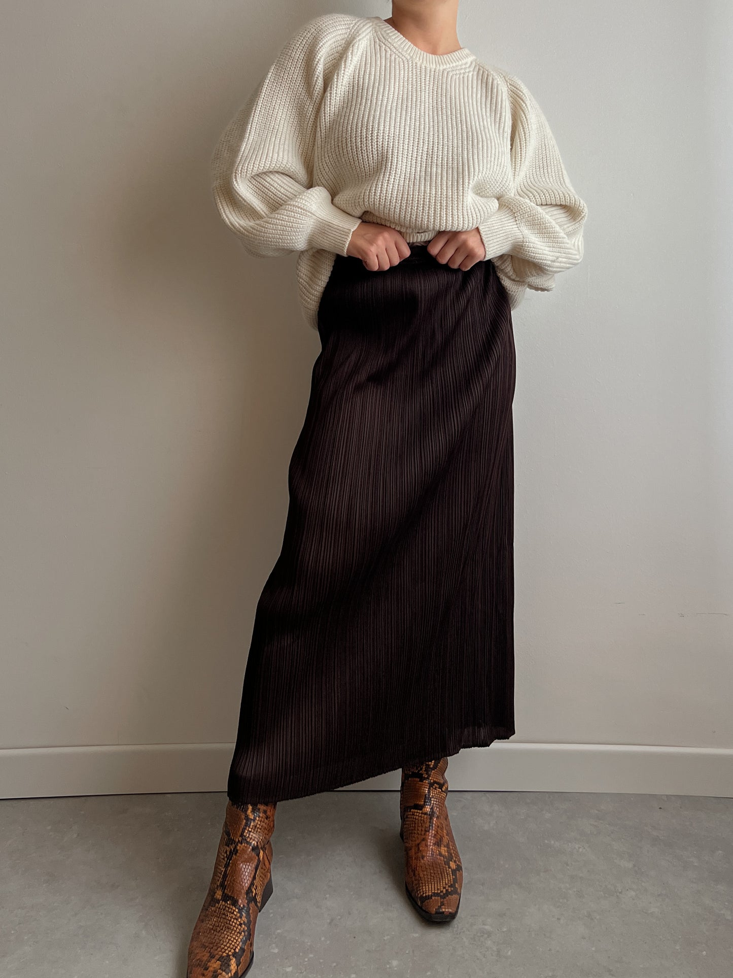 Issey Miyake Pleats Please brown skirt