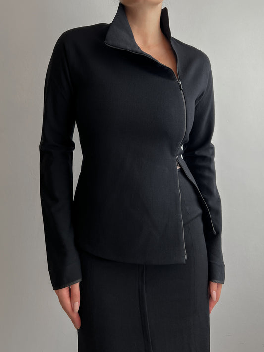 Wool black zipped suit