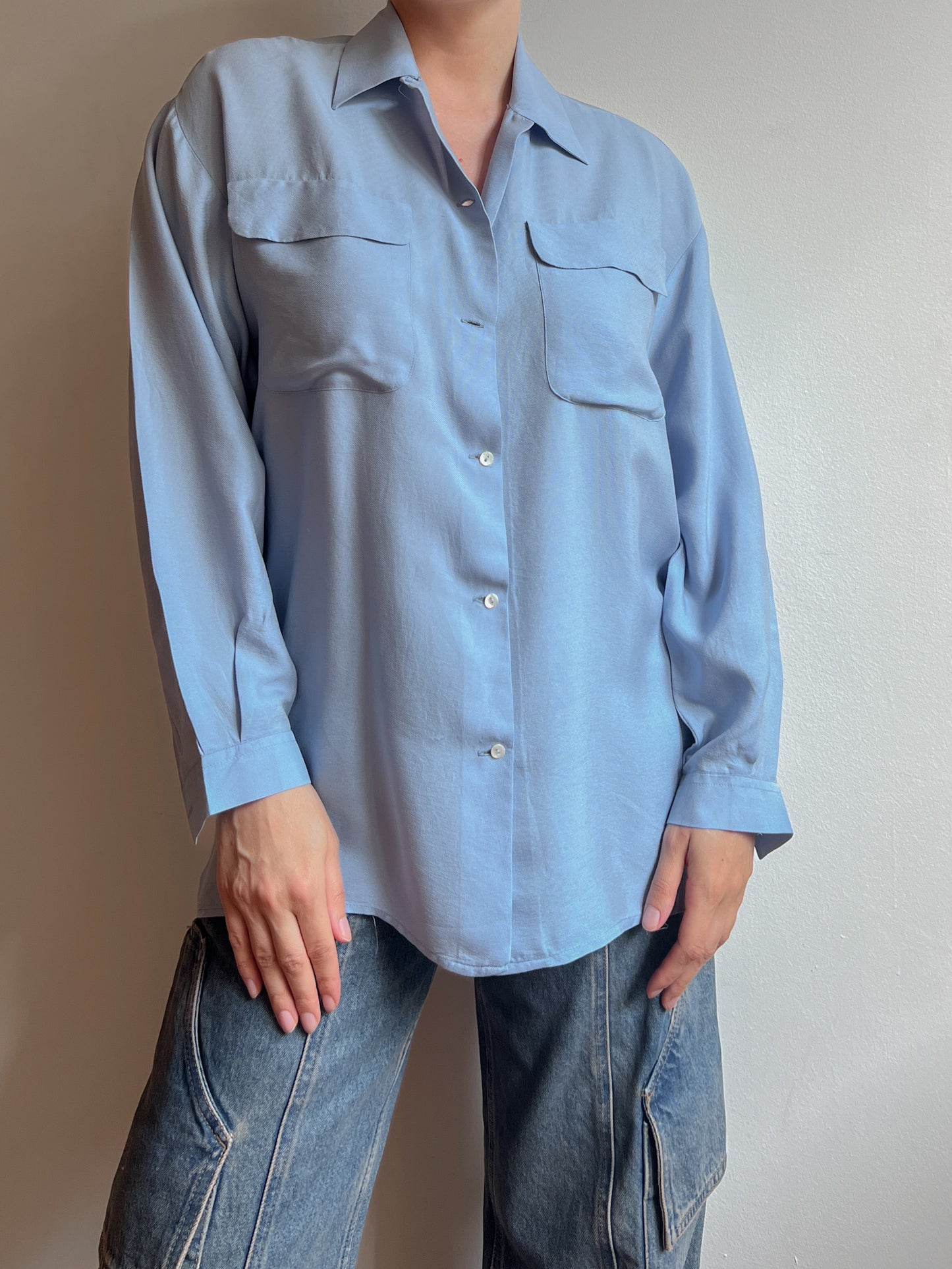 Pure silk blue shirt